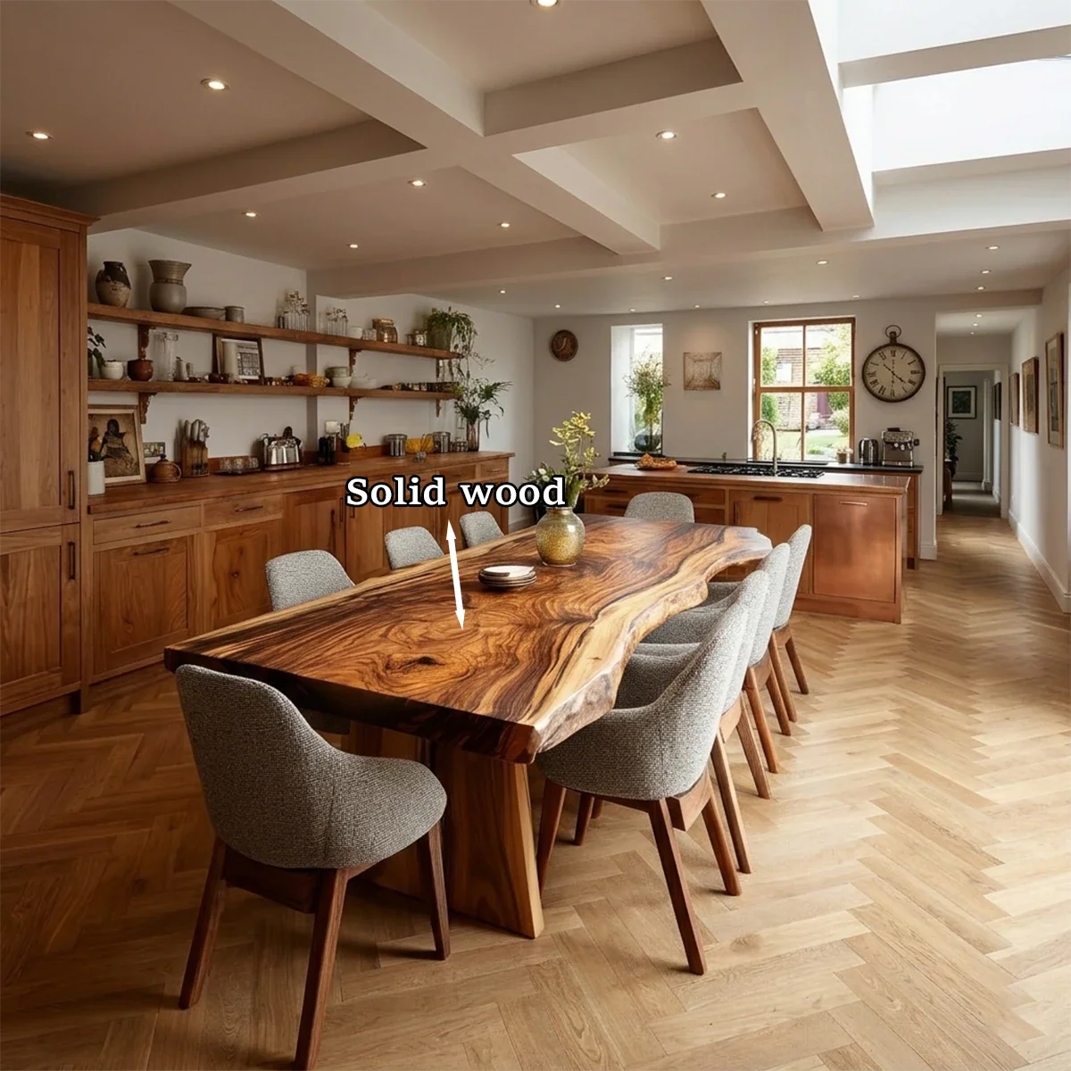 Contemporary Dining Table in Solid Wood with Freeform Edge Slab Top - ArborisWood - 8