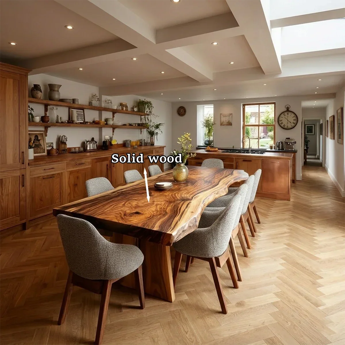 Contemporary Dining Table in Solid Wood with Freeform Edge Slab Top - Arboriswood - 8