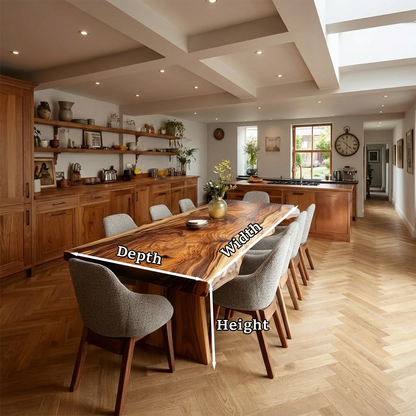 Contemporary Dining Table in Solid Wood with Freeform Edge Slab Top - ArborisWood - 9
