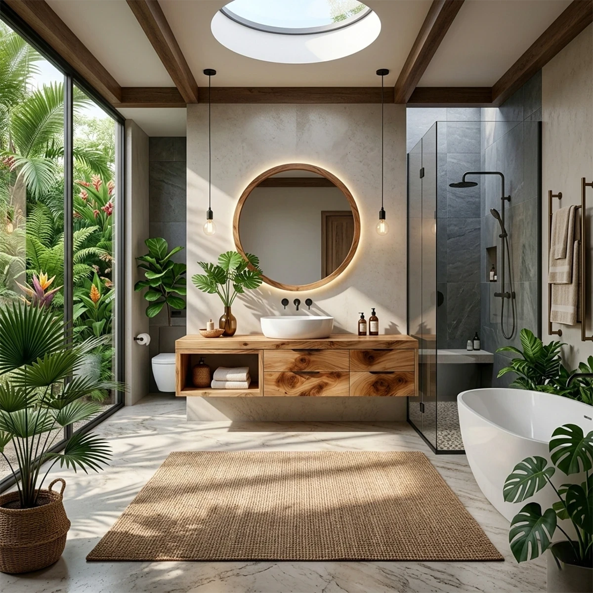 Contemporary Natural Solid Wood Floating Bathroom Vanity With Drawer Storage - ArborisWood - 3