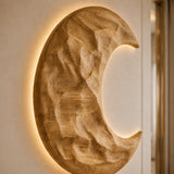 Celestial wall art in Natural Solid Wood brings soft texture to elegant interiors