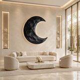 Sculptural wall decor in Natural Solid Wood offers a luxe celestial accent indoors