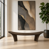 Hallway bench with sculpted legs and a sweeping seat profile for contemporary interiors