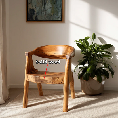 In a bright corner, a modern wooden chair adds natural texture and refined seating appeal
