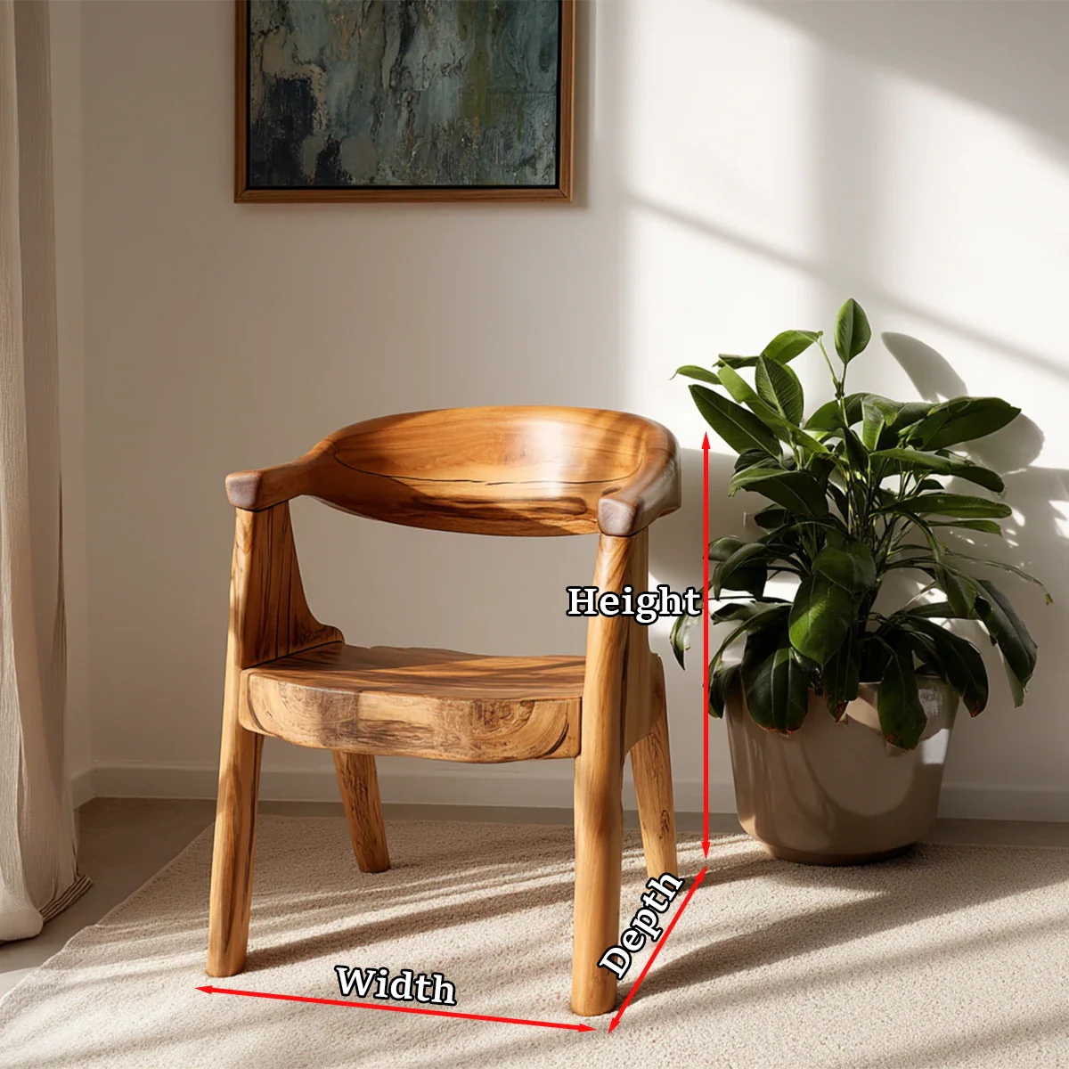 With its curved silhouette, this contemporary armchair creates a calm and inviting atmosphere