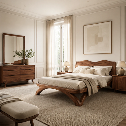 Curved Base Wooden Bed Frame Crafted From Natural Solid Wood for Lofts - ArborisWood - 9