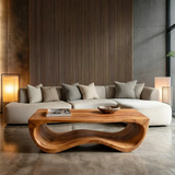 Curved Coffee Table in Natural Wood – Sculptural Center Table for Modern Living Spaces - Arboriswood - 3