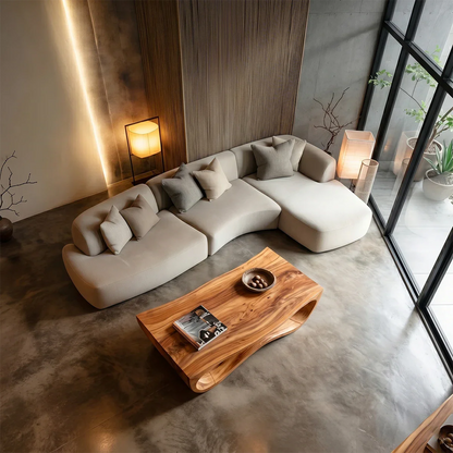 Curved Coffee Table in Natural Wood – Sculptural Center Table for Modern Living Spaces - ArborisWood - 5