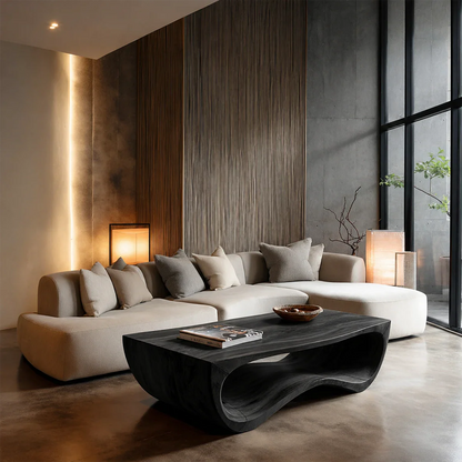Curved Coffee Table in Natural Wood – Sculptural Center Table for Modern Living Spaces - ArborisWood - 8