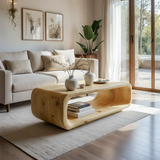 Curved Coffee Table with Storage – Solid Wood Modern Design - Arboriswood - 7