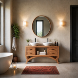 Curved Leg Double Sink Bathroom Vanity Natural Solid Wood Modern - Arboriswood - 12