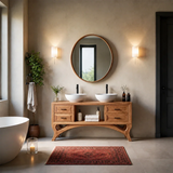 Curved Leg Double Sink Bathroom Vanity Natural Solid Wood Modern - Arboriswood - 13