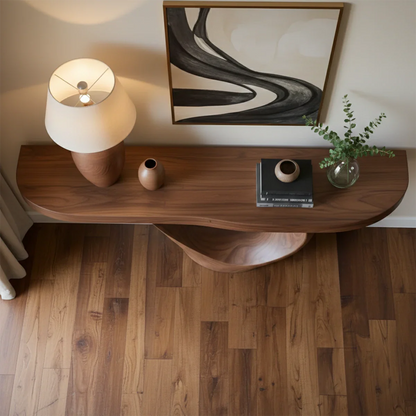 Curved Loop Console Table in Natural Solid Wood for Modern Entryway - ArborisWood - 5