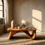 Curved Low Coffee Table in Natural Wood – Sculptural Center Table for Modern Interiors - Arboriswood - 11