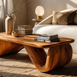 Curved Low Coffee Table in Natural Wood – Sculptural Center Table for Modern Interiors - Arboriswood - 4