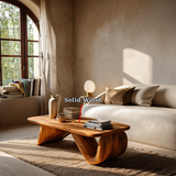 Curved Low Coffee Table in Natural Wood – Sculptural Center Table for Modern Interiors - Arboriswood - 9