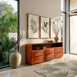 Curved Modern Sideboard in Natural Solid Wood with Open Shelf Storage - ArborisWood - 10