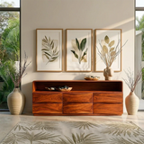 Curved Modern Sideboard in Natural Solid Wood with Open Shelf Storage - ArborisWood - 3