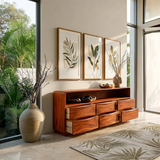 Curved Modern Sideboard in Natural Solid Wood with Open Shelf Storage - ArborisWood - 5