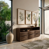Curved Modern Sideboard in Natural Solid Wood with Open Shelf Storage - ArborisWood - 7