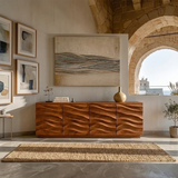 Curved Relief Sideboard Cabinet in Natural Solid Wood for Modern Spaces - ArborisWood - 3