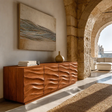 Curved Relief Sideboard Cabinet in Natural Solid Wood for Modern Spaces - ArborisWood