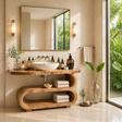 Curved Sculptural Bathroom Vanity Natural Solid Wood Freestanding Design - Arboriswood
