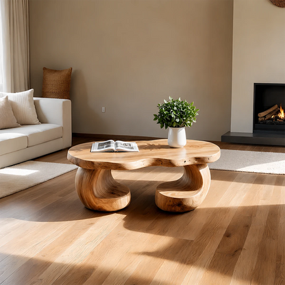 Curved Sculptural Coffee Table – Solid Wood Artistic Design for Interior Spaces - ArborisWood - 10