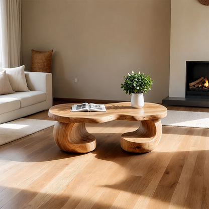 Curved Sculptural Coffee Table – Solid Wood Artistic Design for Interior Spaces - ArborisWood - 11