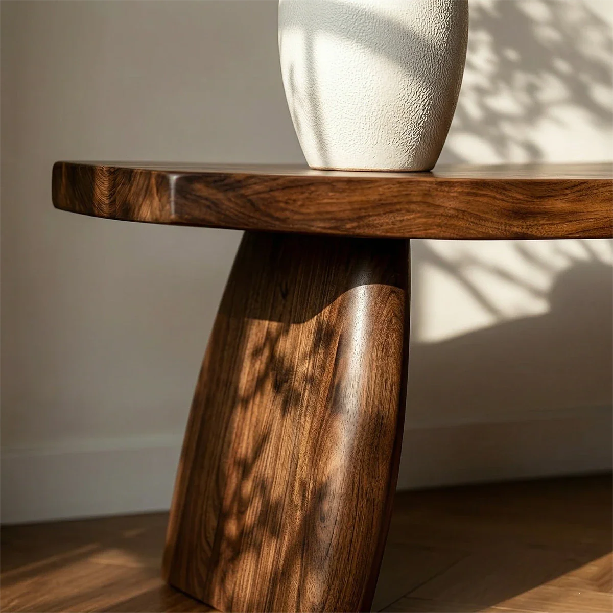 Curved Solid Wood Entryway Bench Organic Modern Hallway Seating - ArborisWood - 4