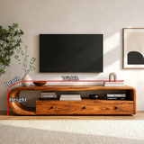 Curved Solid Wood TV Stand with Open Shelf and Drawer Storage Design - ArborisWood - 11