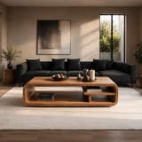 Curved Storage Coffee Table – Solid Wood Seamless Loop Design - Arboriswood - 13