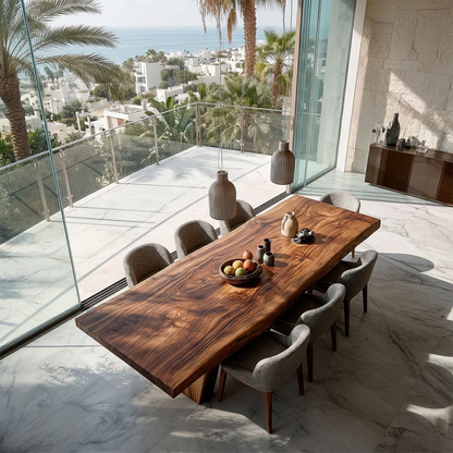 Custom Live Edge Solid Wood Dining Table – Sculptural Base Statement Table - ArborisWood - 5