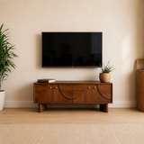 Decorative Panel TV Stand Solid Wood Media Console Storage Cabinet - Arboriswood - 11