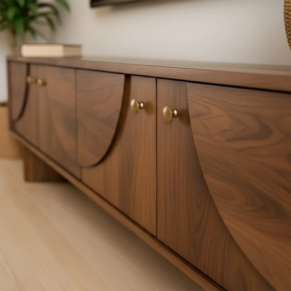 Decorative Panel TV Stand Solid Wood Media Console Storage Cabinet - ArborisWood - 3