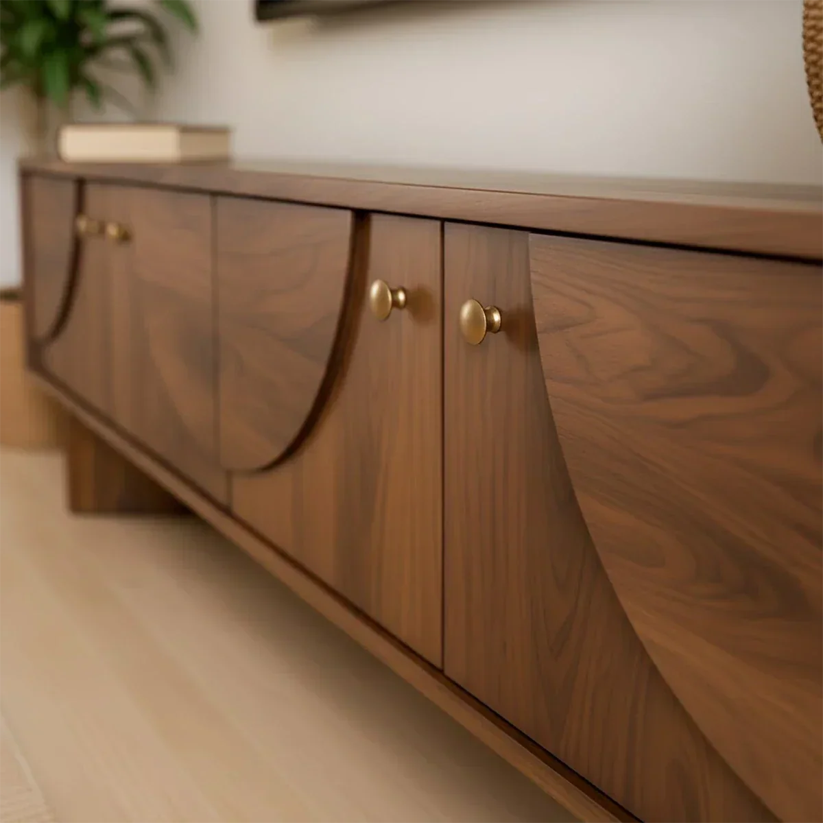 Decorative Panel TV Stand Solid Wood Media Console Storage Cabinet - Arboriswood - 3