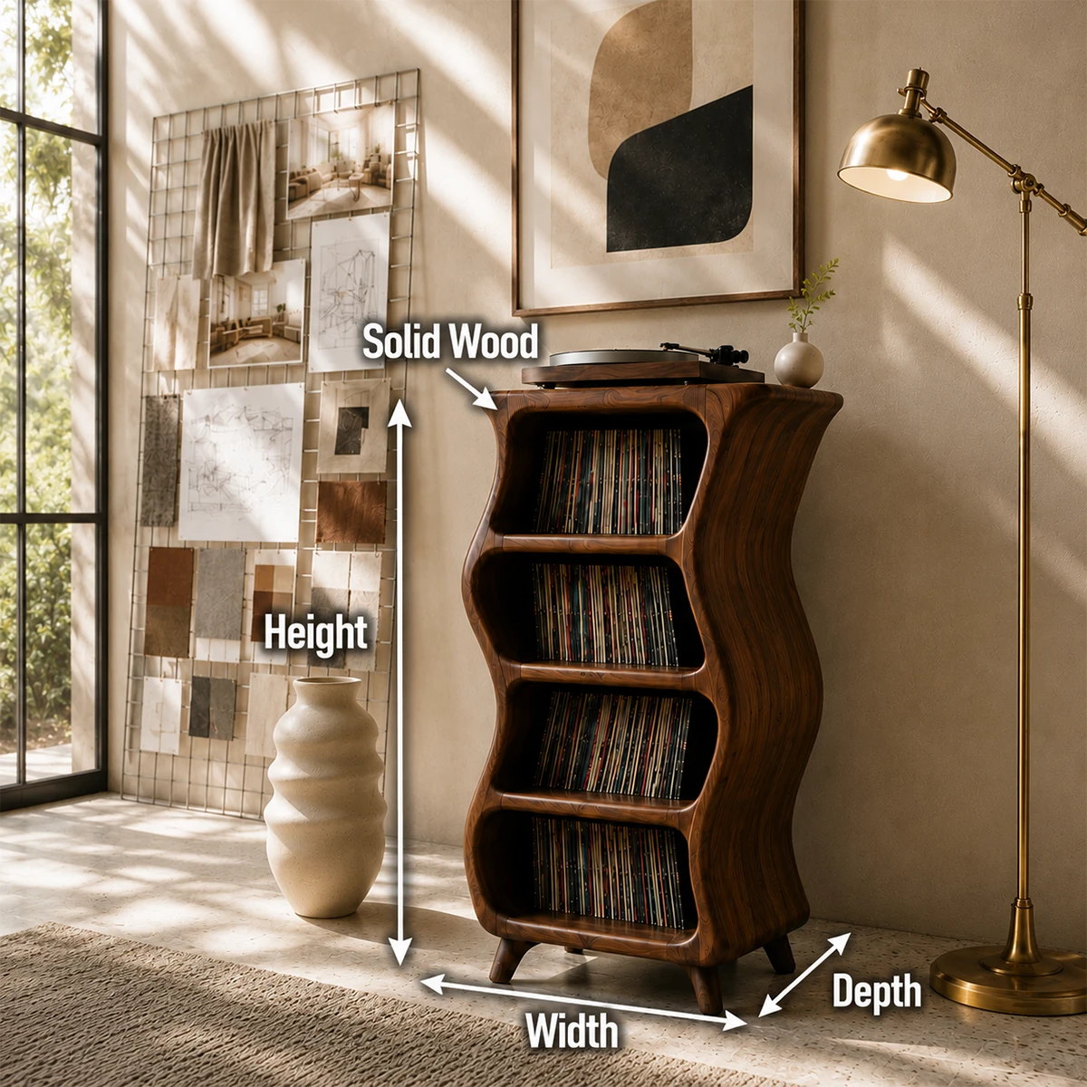 Design Studio Natural Solid Wood Vinyl Record Stand With Four Open Shelves - ArborisWood - 10