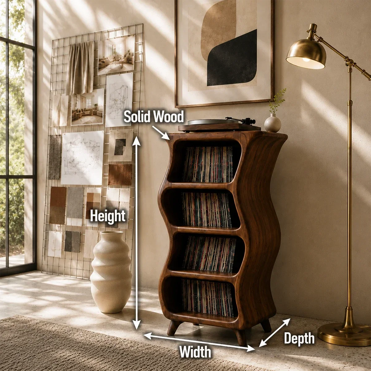 Design Studio Natural Solid Wood Vinyl Record Stand With Four Open Shelves - Arboriswood - 10