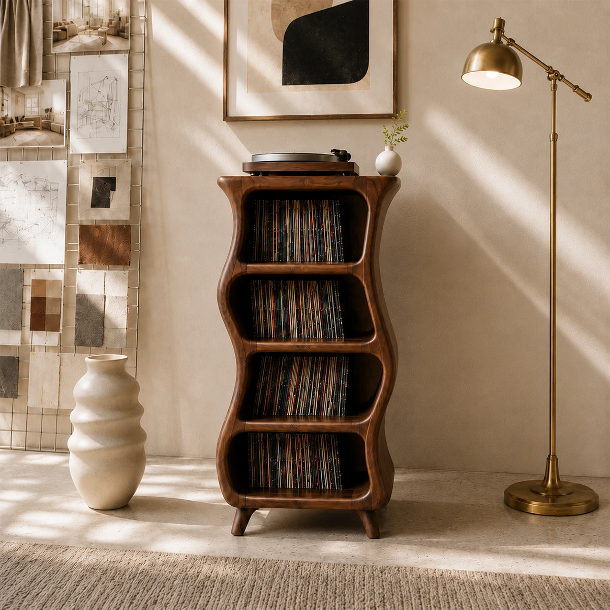 Design Studio Natural Solid Wood Vinyl Record Stand With Four Open Shelves - ArborisWood - 11