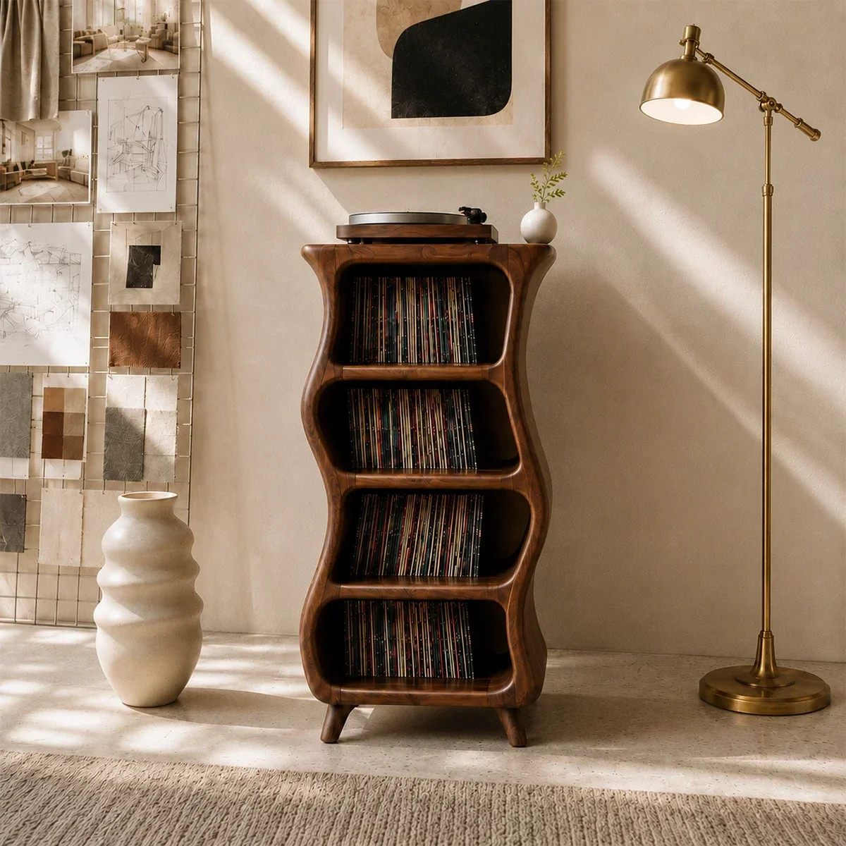 Design Studio Natural Solid Wood Vinyl Record Stand With Four Open Shelves - Arboriswood - 11