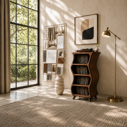 Design Studio Natural Solid Wood Vinyl Record Stand With Four Open Shelves - ArborisWood - 2