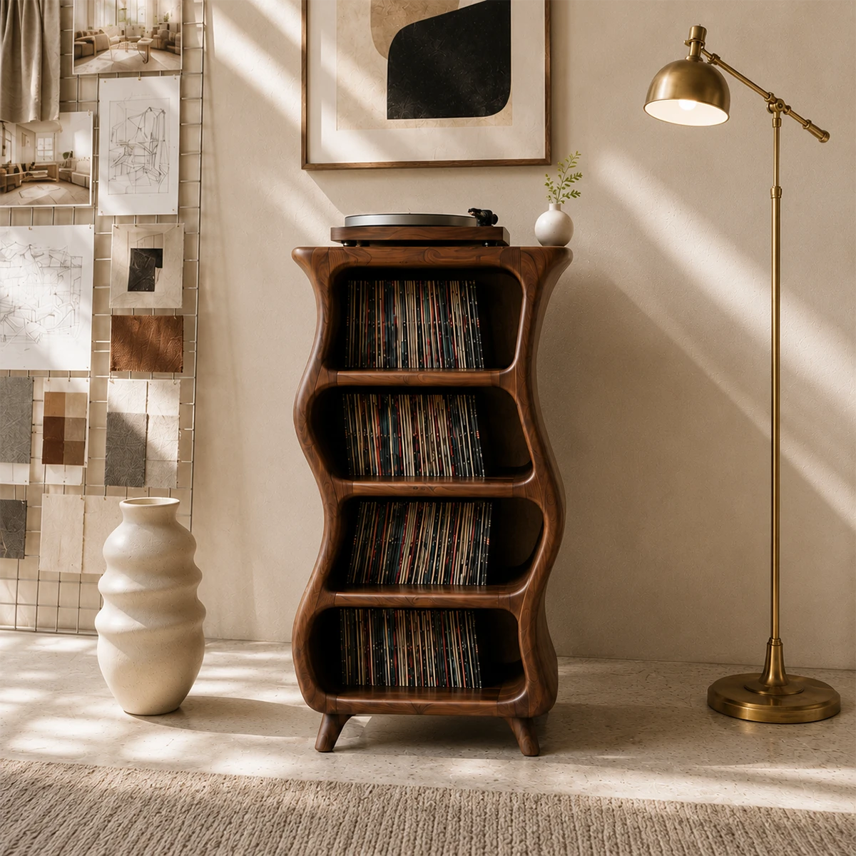 Design Studio Natural Solid Wood Vinyl Record Stand With Four Open Shelves - ArborisWood - 4