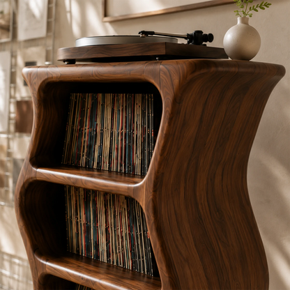 Design Studio Natural Solid Wood Vinyl Record Stand With Four Open Shelves - ArborisWood - 5