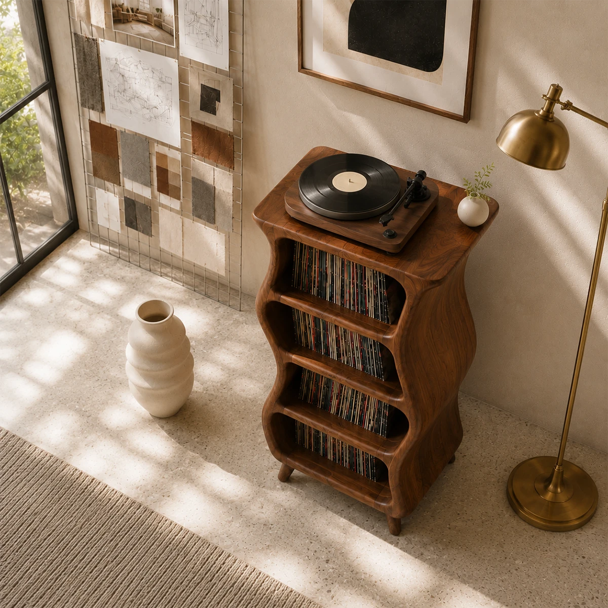 Design Studio Natural Solid Wood Vinyl Record Stand With Four Open Shelves - ArborisWood - 6