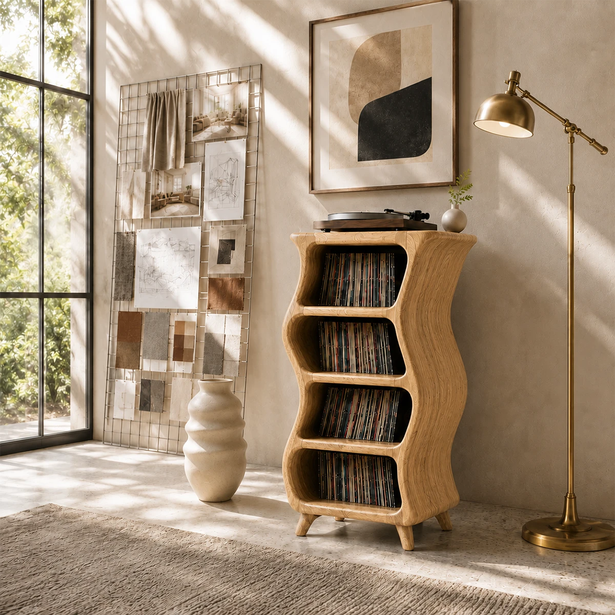 Design Studio Natural Solid Wood Vinyl Record Stand With Four Open Shelves - ArborisWood - 8