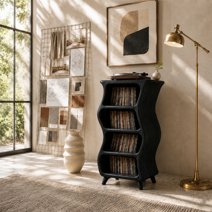 Design Studio Natural Solid Wood Vinyl Record Stand With Four Open Shelves - ArborisWood - 9