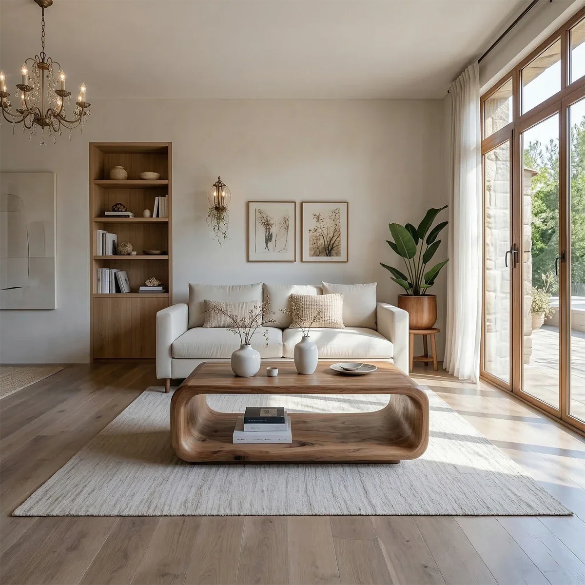 Elegant walnut coffee table with clean surface design