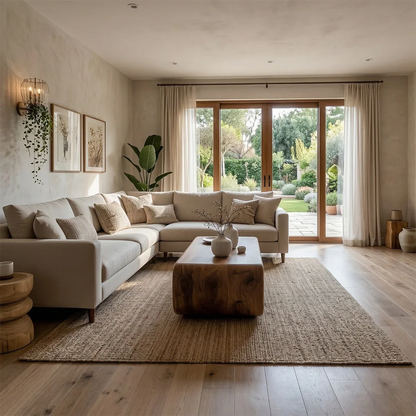 Walnut coffee table with flat panel and soft edges