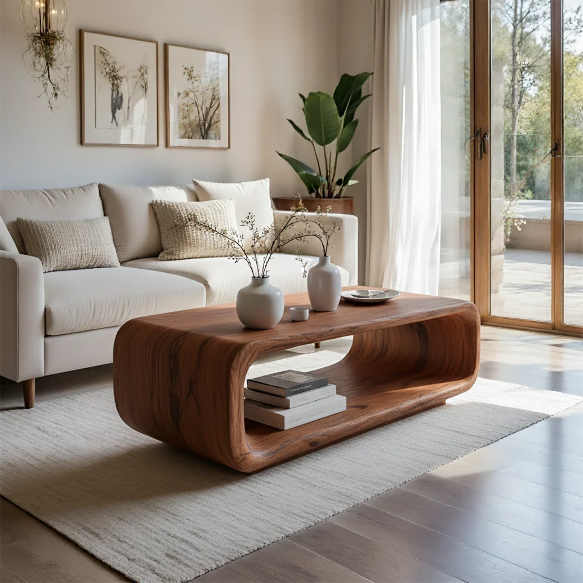 Minimal brown coffee table with balanced design