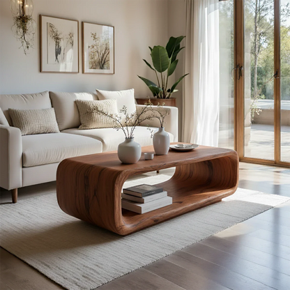 Minimal brown coffee table with balanced design